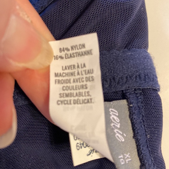 XL navy Aerie Racerback Bralette, Eyelash Lace Bra Adjustable Straps EUC 1X blue - Picture 8 of 14